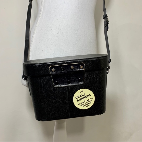 Vtg 70's Boho Chic Binocular Black Leather Case - Picture 10 of 14